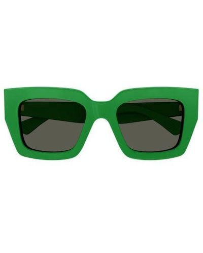 Bottega Veneta Rectangle Frame Sunglasses - Green