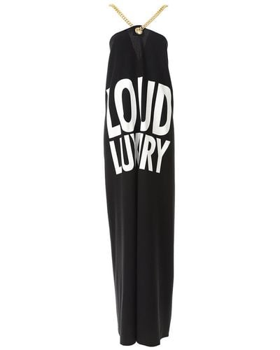 Moschino Loud Luruxy Printed Chain-Halterneck Maxi Dress - Black