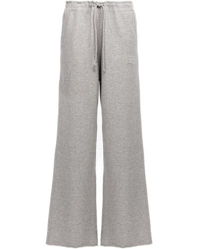 Ganni Logo Embroidered Joggers Trousers - Grey
