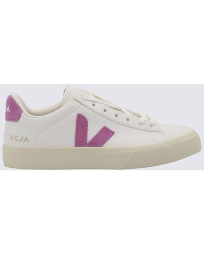 Veja White And Pink Leather Campo Sneakers - Multicolor