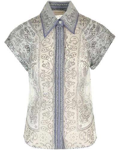 Zimmermann Linen And Silk Shirt - Grey