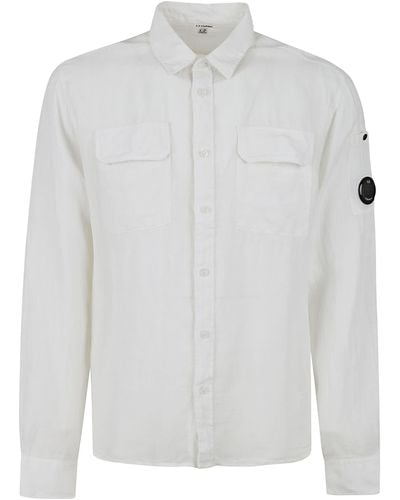 C.P. Company Linen Logo Shirt - White