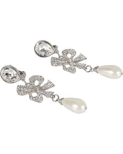 Alessandra Rich Diamond & Pearl Embellished Earrings - Metallic