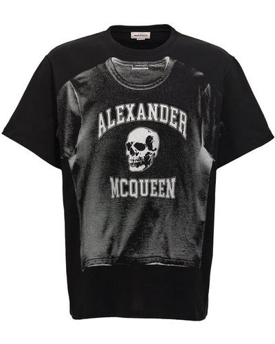 Alexander McQueen Logo Printed Crewneck T-Shirt - Black