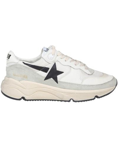 Golden Goose Running Sole Sneakers In Black And White Leather And Fabric