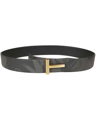 Tom Ford Camouflage Printed T Icon Belt - Black