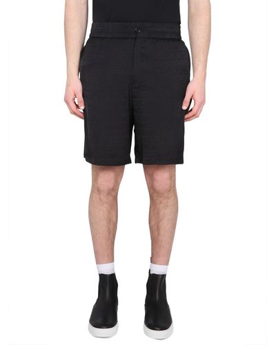 Moschino Viscose Satin Logo Shorts - Black