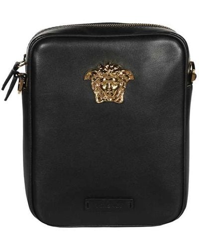 Versace Leather Messenger Bag - Black