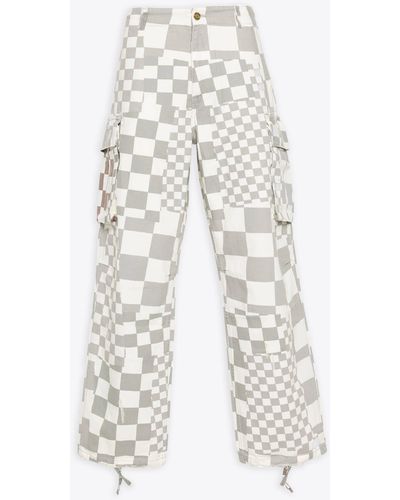 ERL Printed Cargo Trousers Woven/ Checked Cotton Cargo Trousers - White