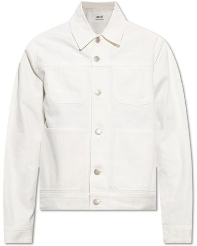 Ami Paris Buttoned Long-sleeved Jacket - White