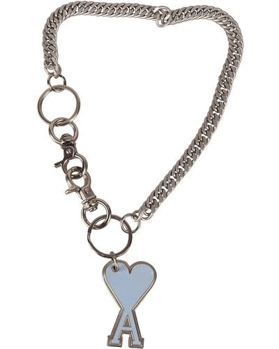 Ami Paris Logo Chain Necklace - Blue