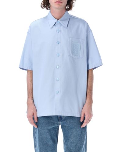 Raf Simons Oversized Short Sleeve Denim Shirt - Blue