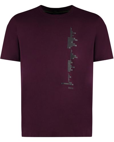 BOSS Cotton Crew-Neck T-Shirt - Purple