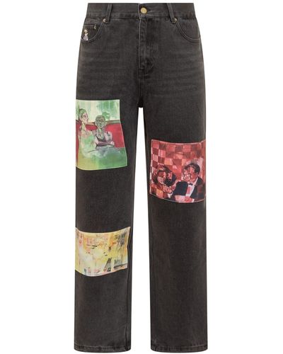 Kidsuper Paintings Patched Jeans - Gray