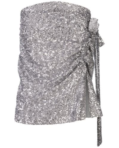 Rabanne Top With Sequins And Draping - Grey