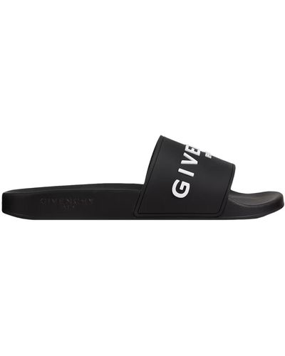 Givenchy Paris Slippers In Black Rubber - White