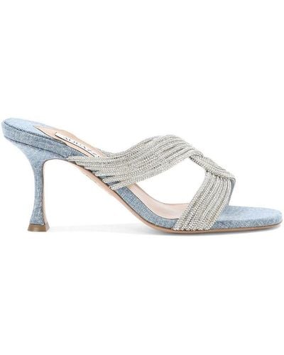 Aquazzura Gatsby Embellished Open Toe Sandals - White