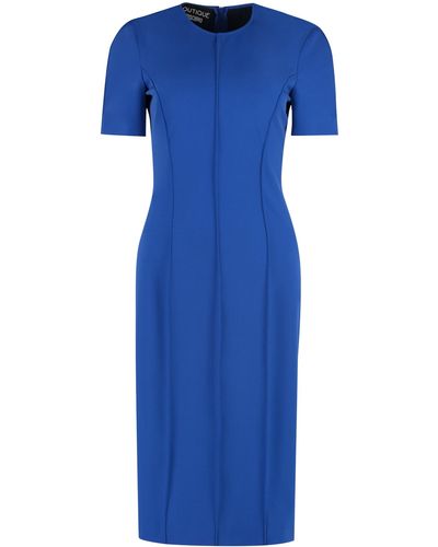 Boutique Moschino Midi Dress With Flared Hem - Blue