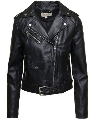 MICHAEL Michael Kors Michael Kors Leather Biker Jacket - Black