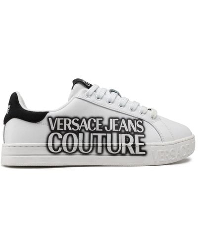 Versace Leather Logo Sneakers - Gray