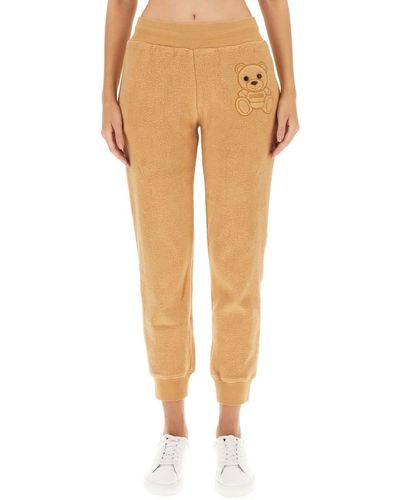 Moschino Jogging Trousers With Logo - Natural