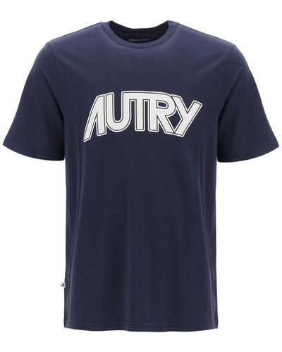 Autry T Shirt With Maxi Logo Print - Blue