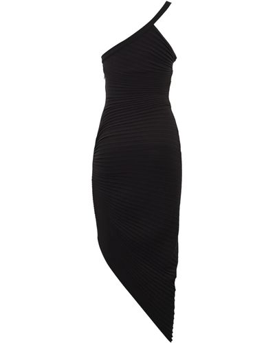 Philosophy Di Lorenzo Serafini Asymmetrical Pleated Dress In Viscose - Black