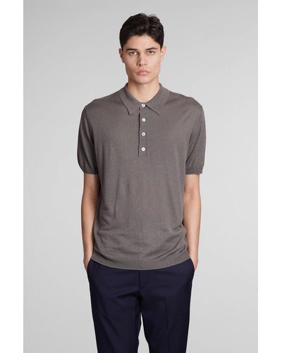 Low Brand K148 Polo In Gray Silk And Linen