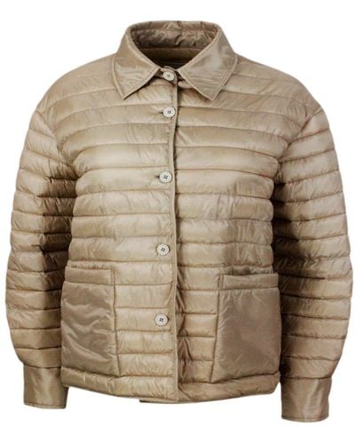 Antonelli Lightweight 100G Padded Jacket With Shirt Collar, Button Closure And Patch Pockets - Brown