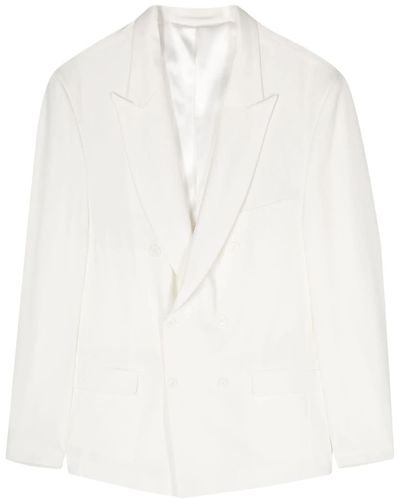 FAMILY FIRST Off-white Wool Blend Double-breasted Blazer