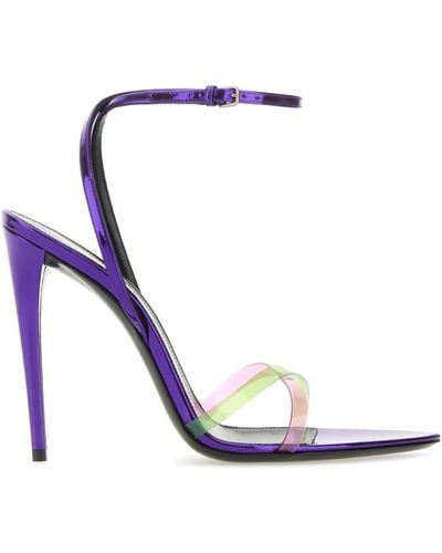 Saint Laurent Two-Tone Leather And Pvc Fever 110 Sandals - Blue