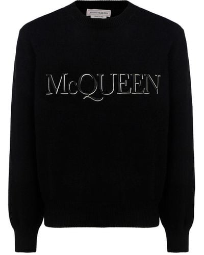 Alexander McQueen Sweater With Logo Embroidery - Black