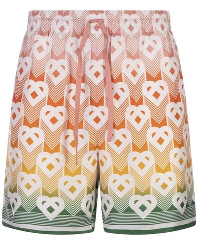 Casablanca Gradient Heart Monogram Silk Shorts - Multicolor