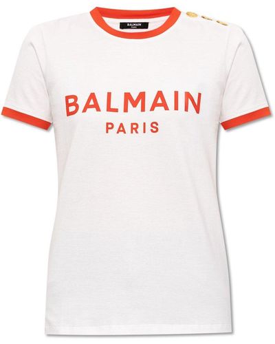 Balmain T-shirt With Logo, - White