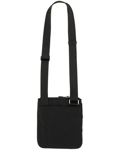 Versace Logo Embossed Small Messenger Bag - Black