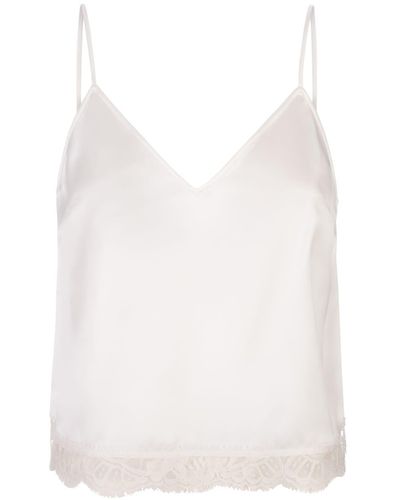 Alexander McQueen Satin Top With Lace - White