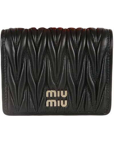 Miu Miu Matelassé Snap Button Wallet - Black