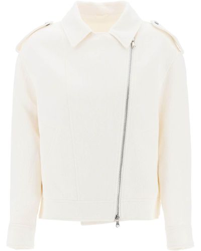 Brunello Cucinelli Cotton Linen Biker Jacket - White