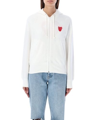 COMME DES GARÇONS PLAY Double Heart Zipped Hoodie - White