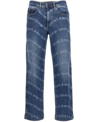 Versace Logo Print Jeans - Blue