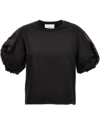 Nude Sequin T-Shirt - Black