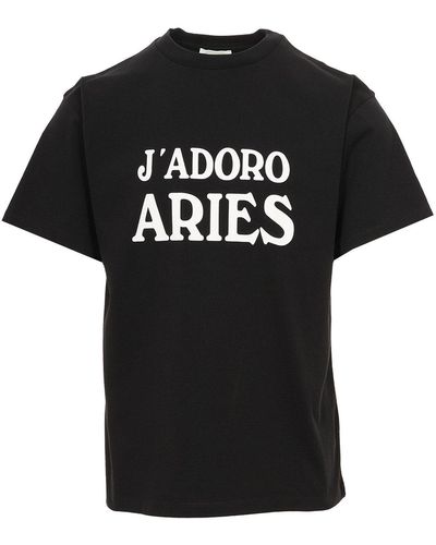 Aries Logo Printed Jersey T-Shirt - Black