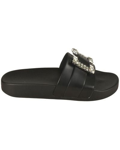 Sergio Rossi Sr Jelly Embellished Slip-On Sandals - Black