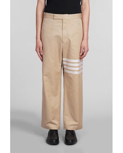 Thom Browne Trousers In Beige Cotton - Natural