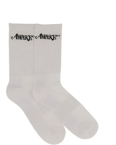 AWAKE NY Socks With Logo - White