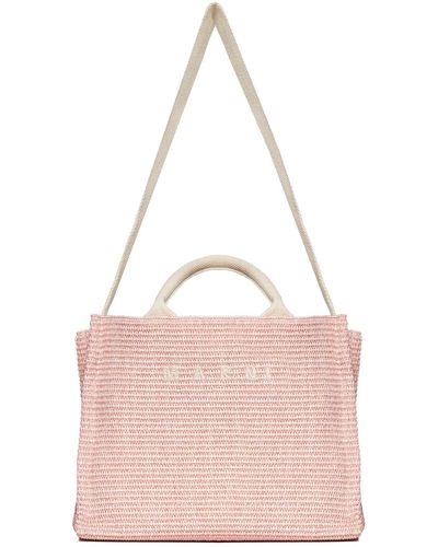 Marni Light Pink Canvas Basket Tote Bag