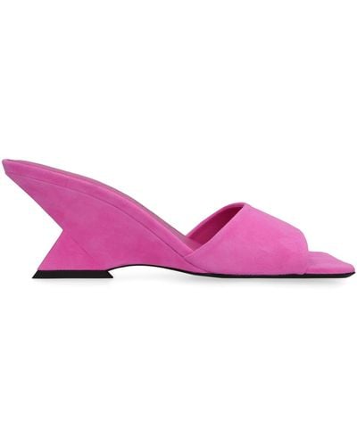 The Attico Cheope Suede Mules - Pink