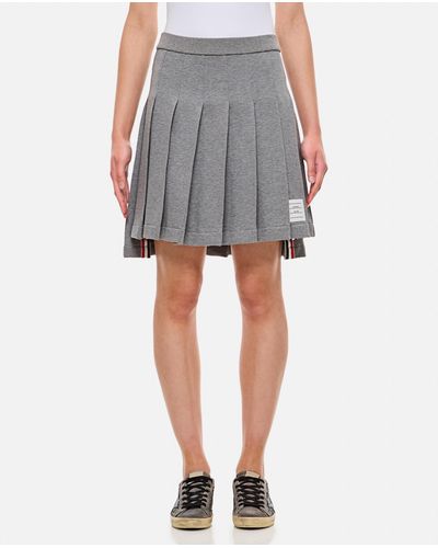 Thom Browne Mini Cotton Pleated Skirt - Gray