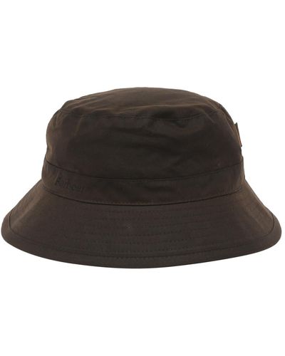 Barbour Wax Sports Olive Green Bucket Hat - Black
