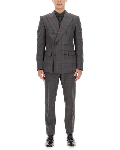Dolce & Gabbana Double-breasted Glen Plaid Sicilia-fit Suit - Gray